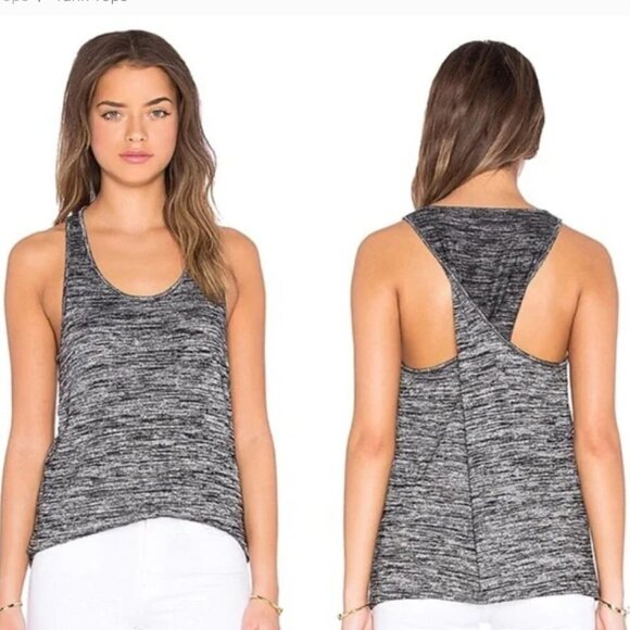 Rag & Bone Jeans Black and Gray Marles Twist Back Tank Size Small - Picture 2 of 6